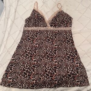Leopard print and tan lace lingerie slip dress. Size XL.